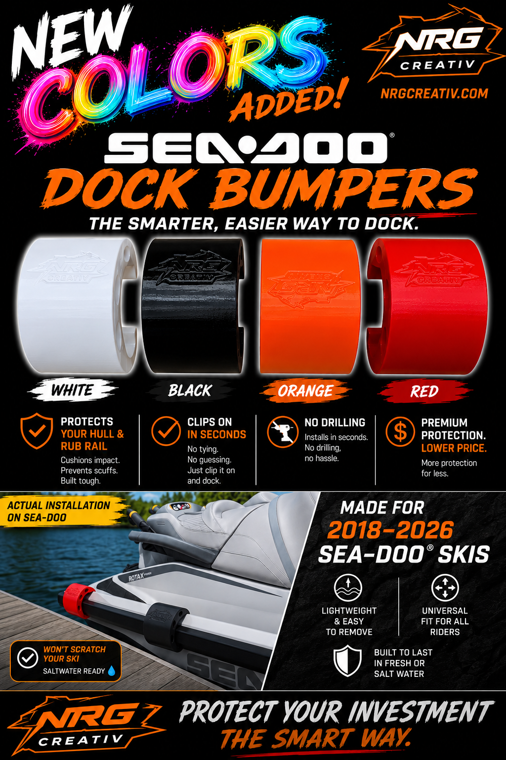 No-Tie PWC Fender & Dock Protection for SEADOO skis