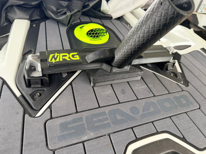Sea-Doo rear 360 camera mount attached to a boat deck with NRG logo visible on the product.