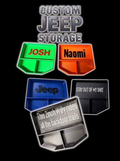 JEEP JL/JT JEEP center console storage tray. Personalize with your jeep name etc.
