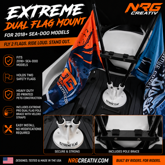 Extreme Dual Flag Mount for 2018+ Sea-Doo GTX, RXT, Wake & Fish Pro